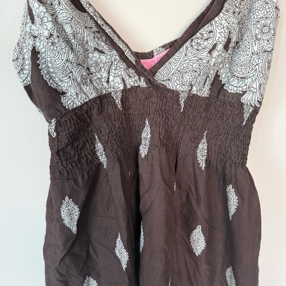 Shes Cool Vintage VTG Y2K Paisley Print Brown Summer Boho Mini Knee Length Dress - Picture 6 of 13